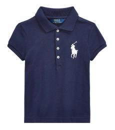 Ralph Lauren Little Girls French Navy Big Pony Polo