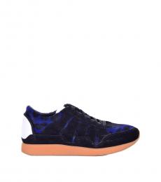 Dolce & Gabbana Black Blue Fur Sneakers