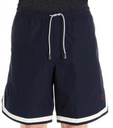 Brunello Cucinelli Navy Blue Logo Solid Bermuda