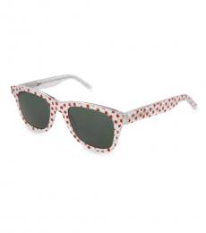 Saint Laurent Silver-Grey Glitter Star Square Sunglasses