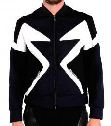 Neil Barrett Navy Blue Zipped Bomber Fit Sweatshirt