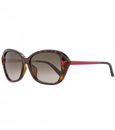 Christian Dior Havana Matte-Red Rectangular Sunglasses