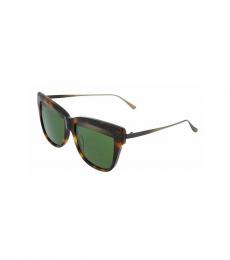 Bottega Veneta Havana Bronze Green Logo Sunglasses