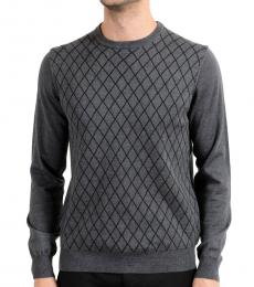 Roberto Cavalli Dark Grey Geometric Print Sweater