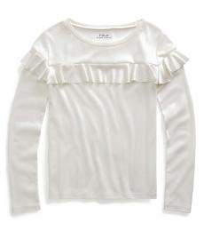 Ralph Lauren Girls Nevis Ruffled Cotton-Blend Top