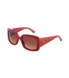 Christian Dior Red Wide Temple Logo Sunglasses
