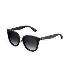 Jimmy Choo Black Glitter Gradient Square Sunglasses