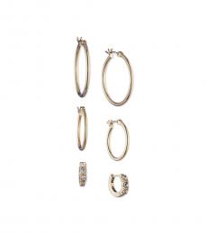 Gold Crystal Hoop Earrings Set