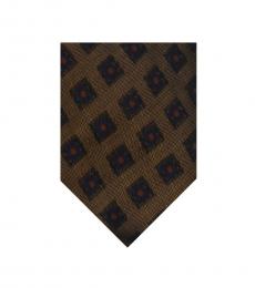 Brown Patterned Slim Tie