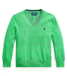 Ralph Lauren Little Boys Golf Green V-Neck Sweater