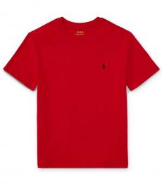 Ralph Lauren Boys Red Jersey Crewneck T-Shirt
