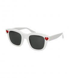 Saint Laurent White Heart Square Sunglasses