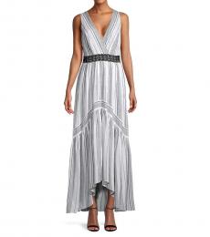 Off White Striped High-Low Dress