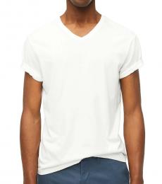 White Slim Heathered Broken-in V-Neck T-Shirt