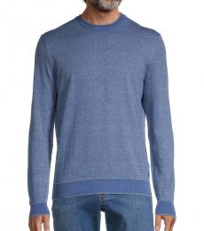 Hugo Boss Blue Pai Melange-Knit Pullover