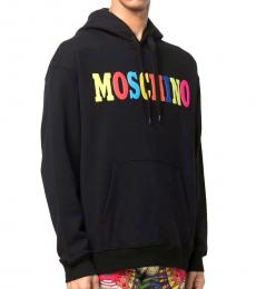 Moschino Black Cotton Logo Print Hoodie