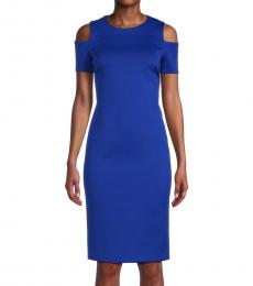 Calvin Klein Royal Blue Cold Shoulder Sheath Dress