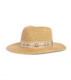 Vince Camuto Natural Metallic Embroidered Band Panama Hat