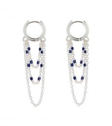 Lucky Brand Silver Beaded Chain Hoop Earrings