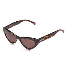 Moschino Red Tortoise Studded Cat Eye Sunglasses