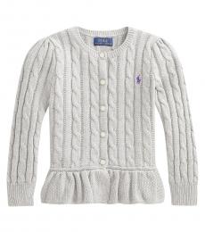Ralph Lauren Little Girls Spring Heather Cable Peplum Cardigan