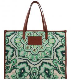 Etro Green Globetrotter Large Tote