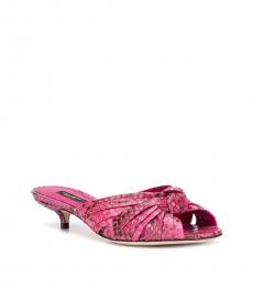 Pink Snake Print Leather Heels