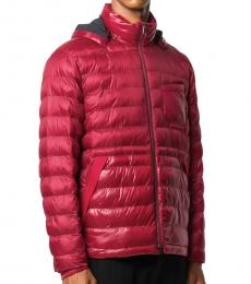 Red Padded Removable Hood Jacket