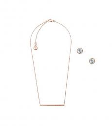 Michael Kors Rose Gold Abstract Earrings Necklace Set