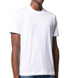 Brunello Cucinelli White Cotton Double Trim T-Shirt