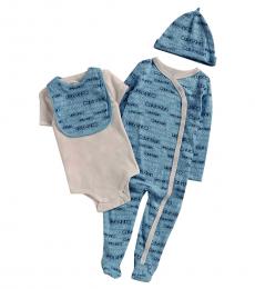 Calvin Klein 4 Piece Footie/Bodysuit/Bib/Hat Set (Baby Boys)