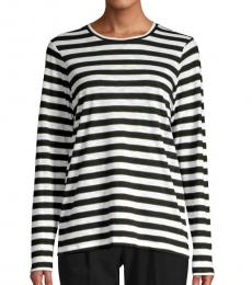 Michael Kors BlackWhite Striped Cotton-Blend Tee