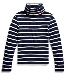 Ralph Lauren Little Girls Navy Cotton-Modal Turtleneck