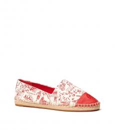 Tory Burch Red Printed Colorblock Espadrilles
