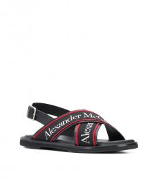 Alexander McQueen Black Leather Logo Sandals