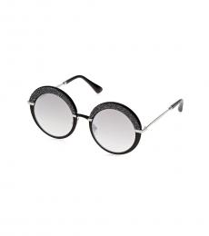 Jimmy Choo Matte Black Mirror Round Sunglasses