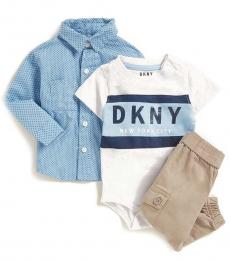 DKNY 3 Piece Shirt/Bodysuit/Joggers Set (Baby Boys)