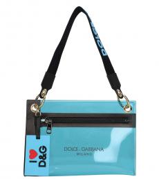 Dolce & Gabbana Blue Logo Strap Medium Shoulder Bag