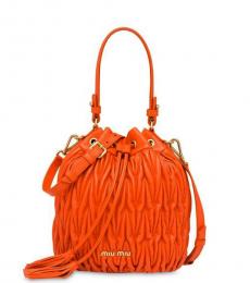 Miu Miu Orange Pleated Small Bucket Bag
