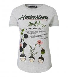 Love Moschino Light Grey Graphic Print T-Shirt