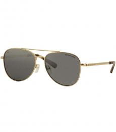 Michael Kors Shiny Gold-Dark Grey Aviator Sunglasses