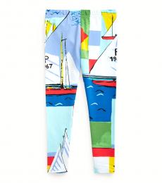 Ralph Lauren Little Girls Cream Multi Jersey Leggings