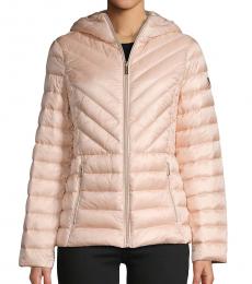 Michael Kors Powder Blush Missy Zip Packable Down Jacket