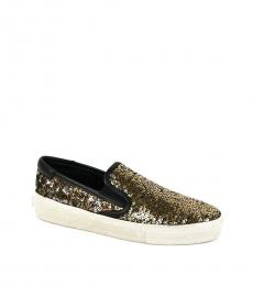 Gold Silver Sequined Loafers