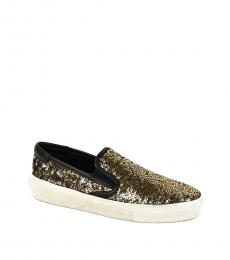 Saint Laurent Gold Silver Sequined Loafers