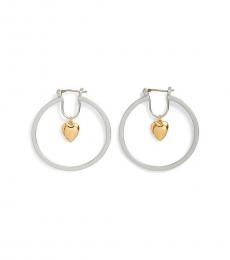 Tory Burch Silver Celestial Heart Hoop Earrings