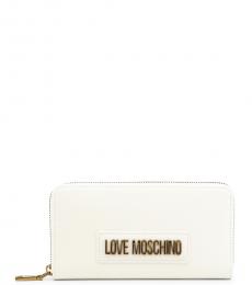 Love Moschino White Zip Around Continental Wallet