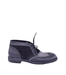 Dolce & Gabbana Black Grey Leather Boots