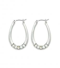 Silver Crystal Enhanced Hoop Earrings
