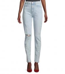 7 For All Mankind Destroyed High-Rise Ripped Ankle Skinny Jeans